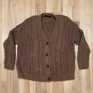 Jenni Kayne Brown Cable Knit Cardigan
